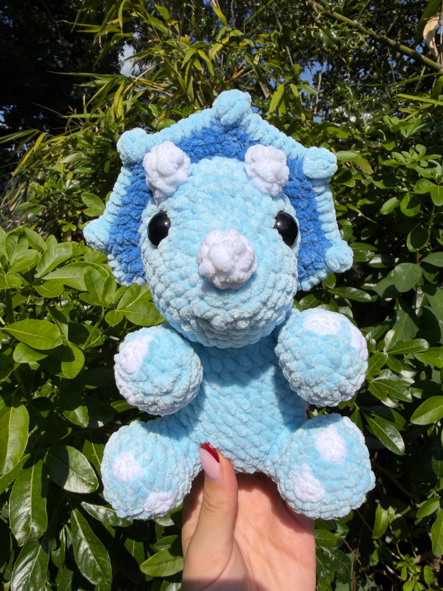 Hand Crafted Triceratops Plushie - Soft and Cuddly Stuffed Toy for Kids and Adults