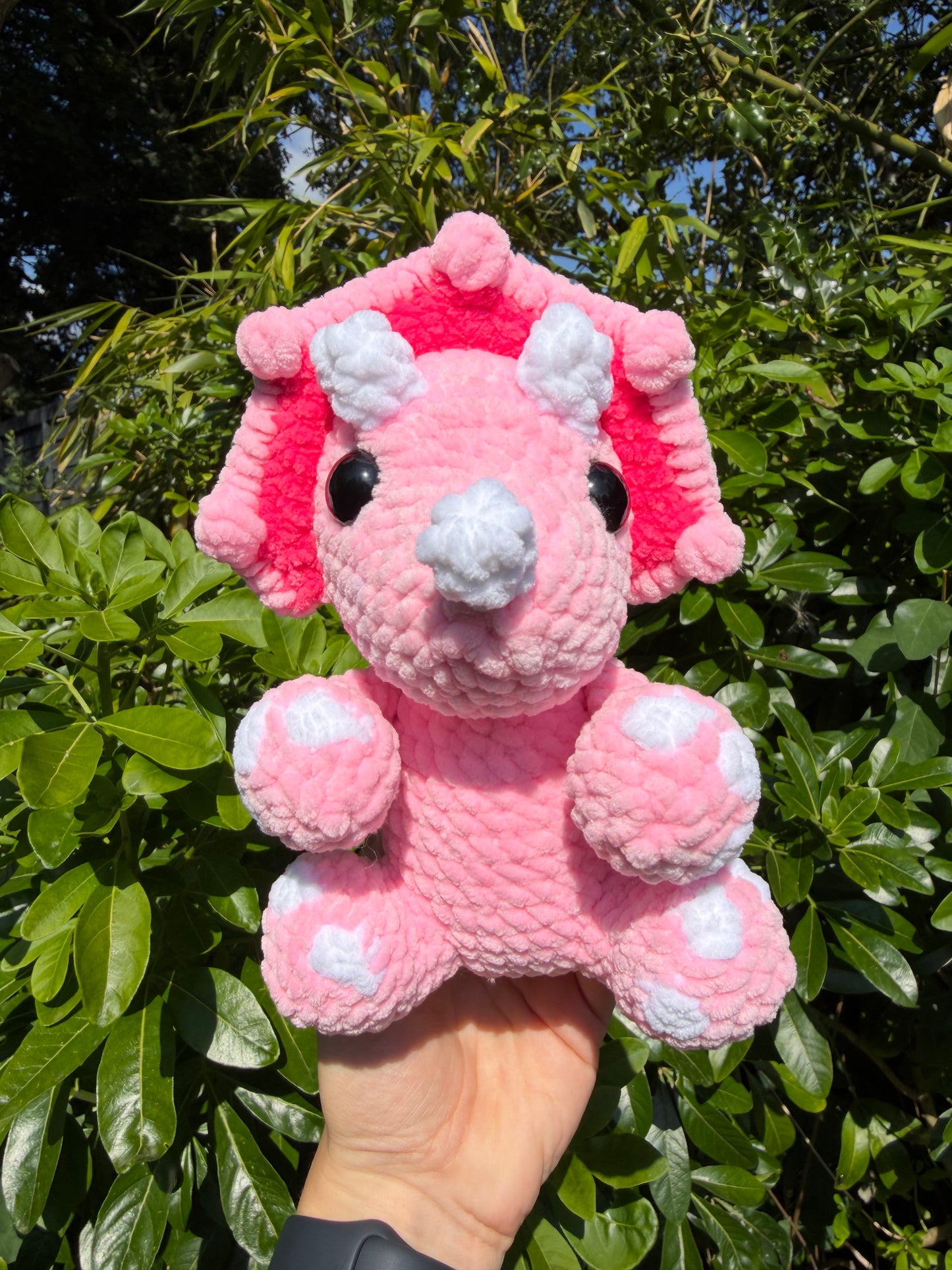 Hand Crafted Triceratops Plushie - Soft and Cuddly Stuffed Toy for Kids and Adults