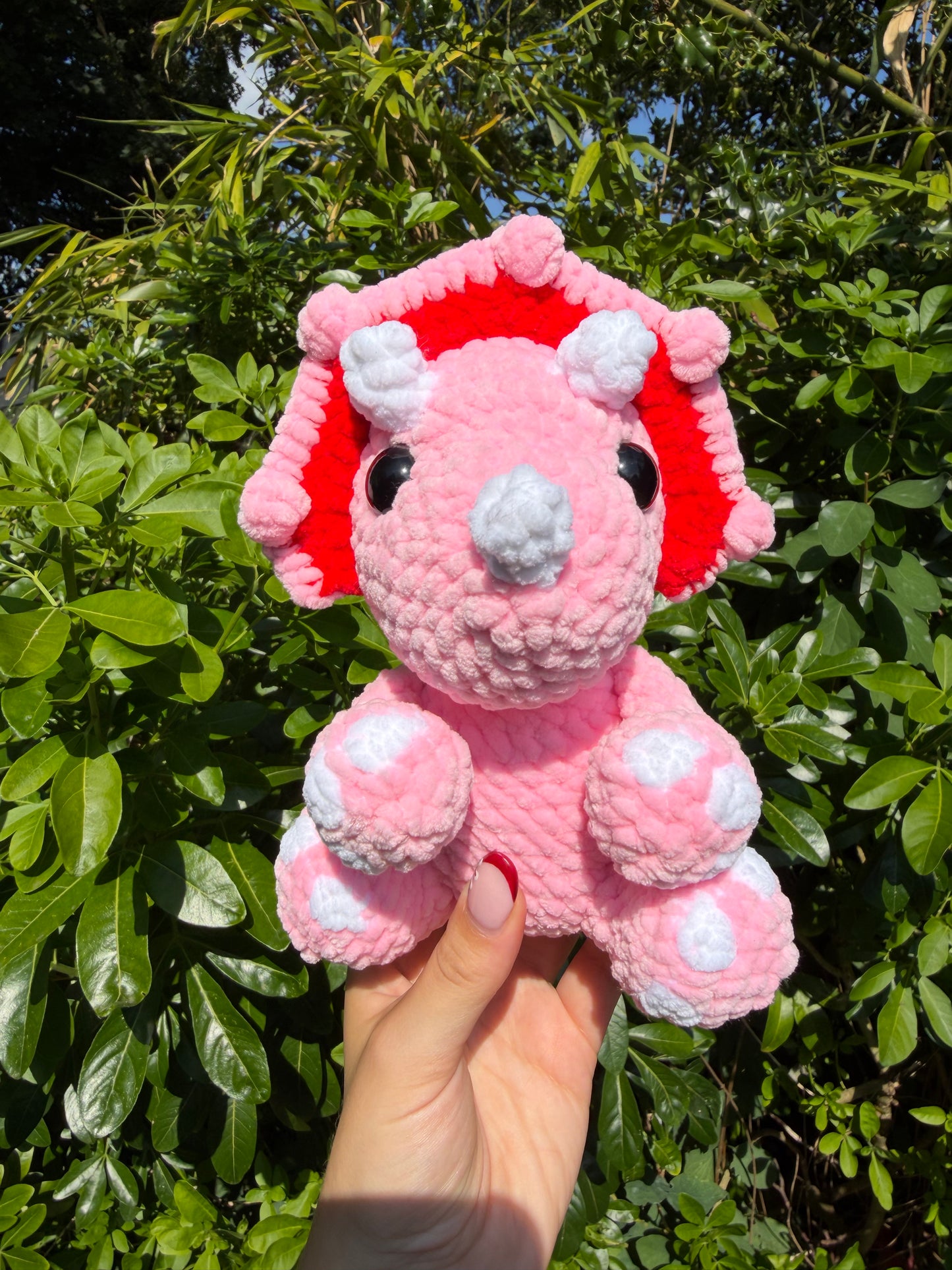 Hand Crafted Triceratops Plushie - Soft and Cuddly Stuffed Toy for Kids and Adults