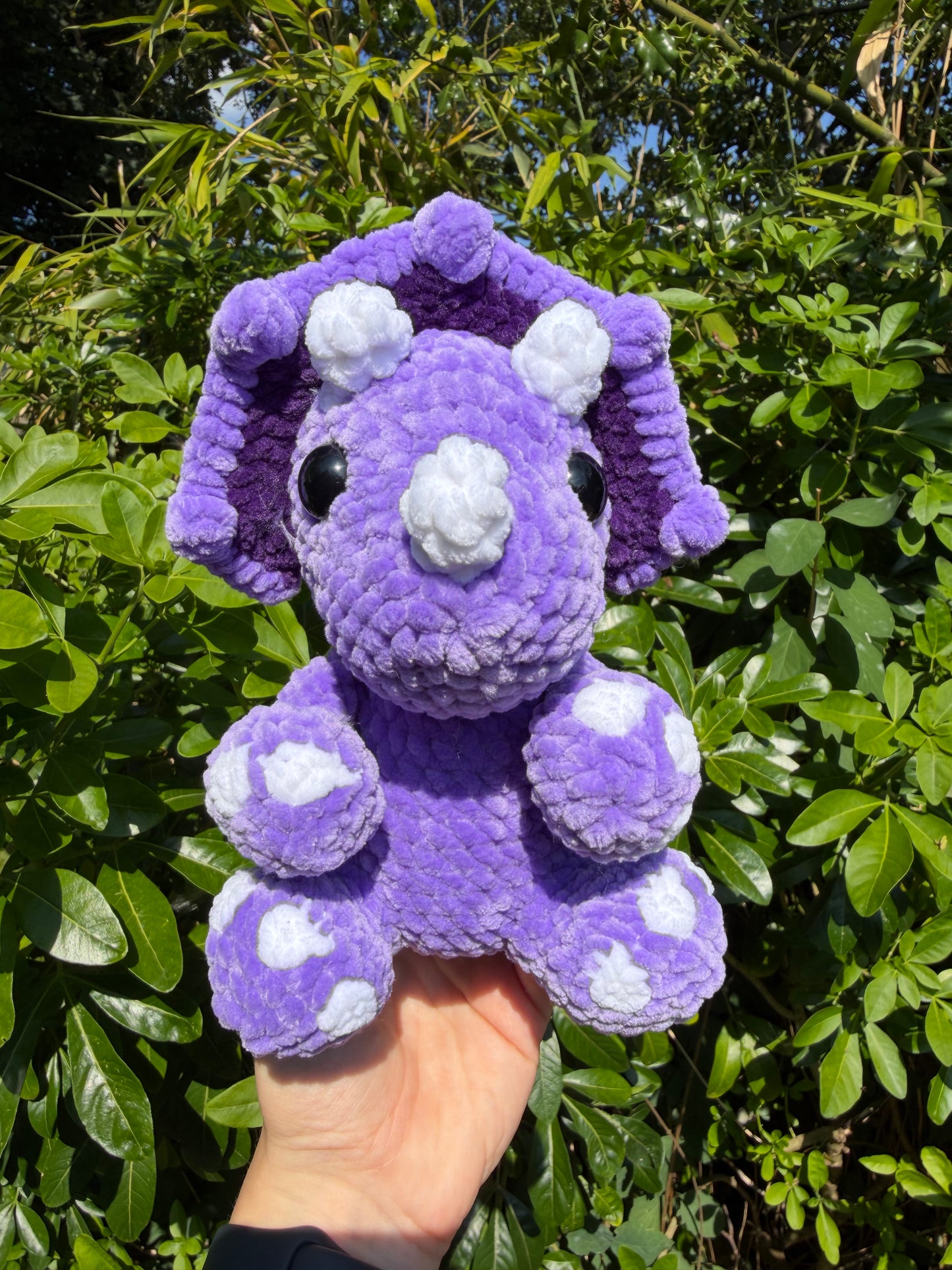 Hand Crafted Triceratops Plushie - Soft and Cuddly Stuffed Toy for Kids and Adults