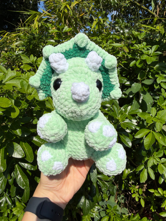 Hand Crafted Triceratops Plushie - Soft and Cuddly Stuffed Toy for Kids and Adults