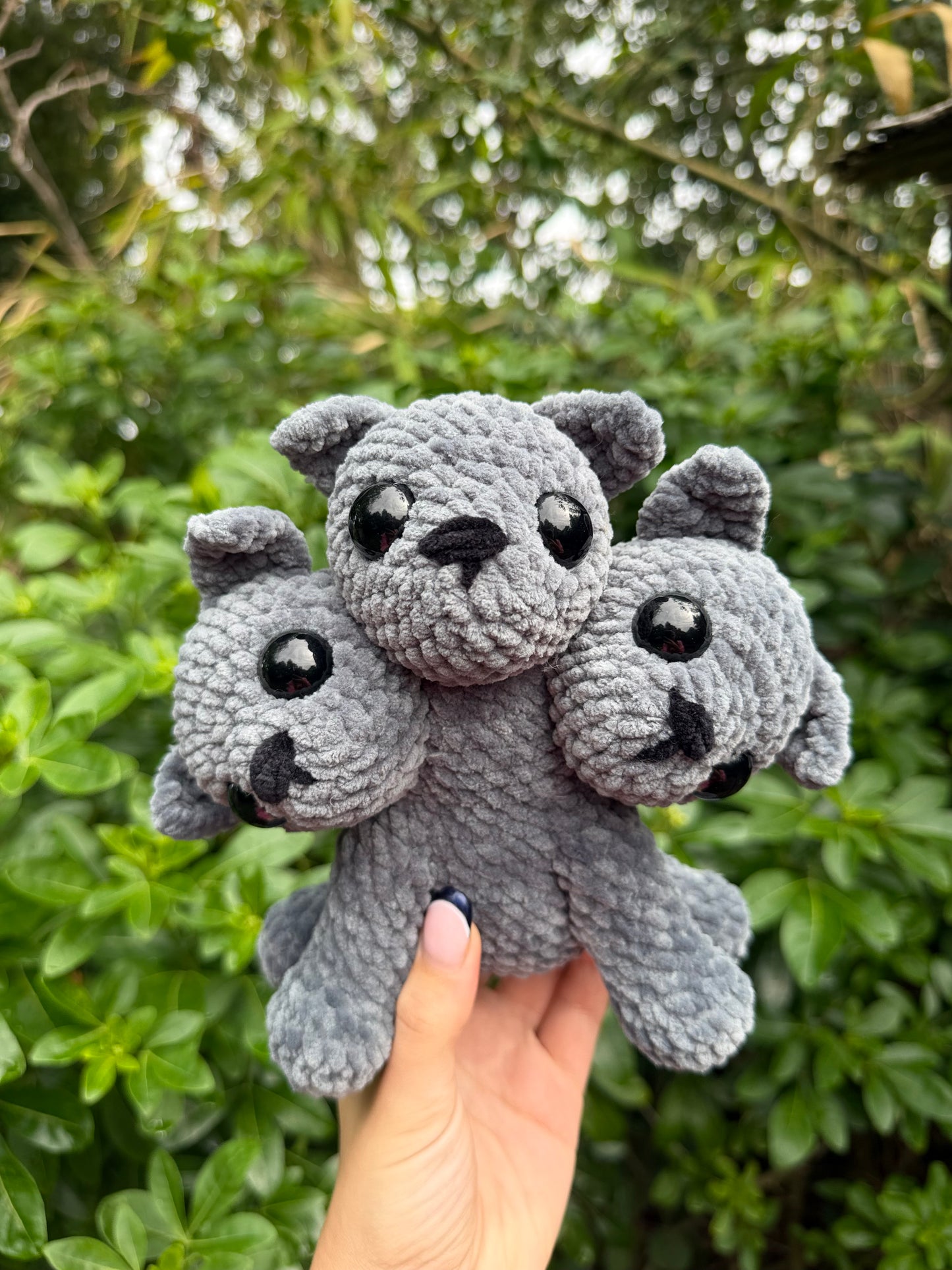 Cerberus crochet plushie