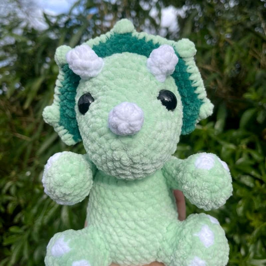 Hand Crafted Triceratops Plushie - Soft and Cuddly Stuffed Toy for Kids and Adults